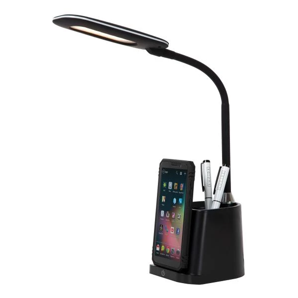 Lucide PENNY - Lampe de bureau - LED Dim. - 1x4,7W 3000K - Avec chargeur sans fil - Noir - détail 2